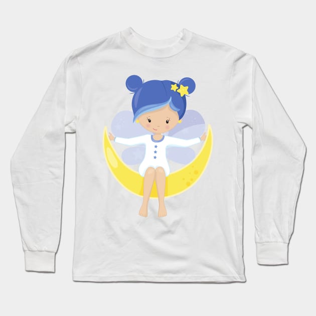 Stardust Fairy, Fairy On The Moon, Cute Fairy Long Sleeve T-Shirt by Jelena Dunčević